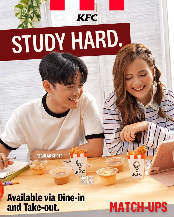 Study hard, snack harder. Enjoy real chicken goodness with Regular Shots Fries from KFC Match Ups for 90 lang