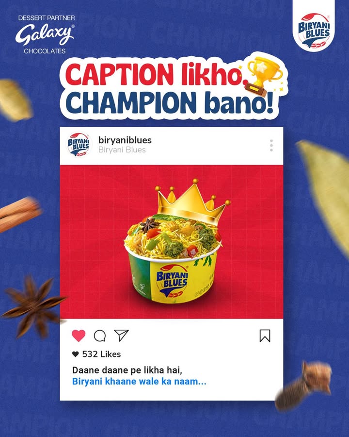 Comment your best caption and be the next Biryani Champion Dessert Partner Galaxy India captioncontest captionthis...