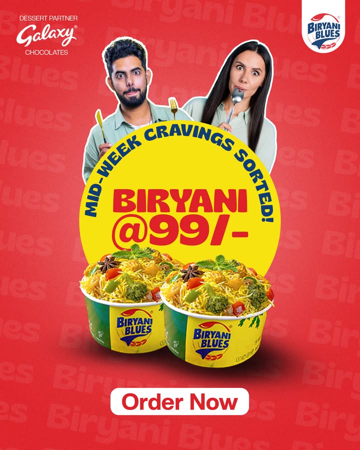 Office ho ya ghar, craving ka ilaaj ekdum tayyar 99 wali biryani ka swaad lo, doston ke saath ya solo Order...