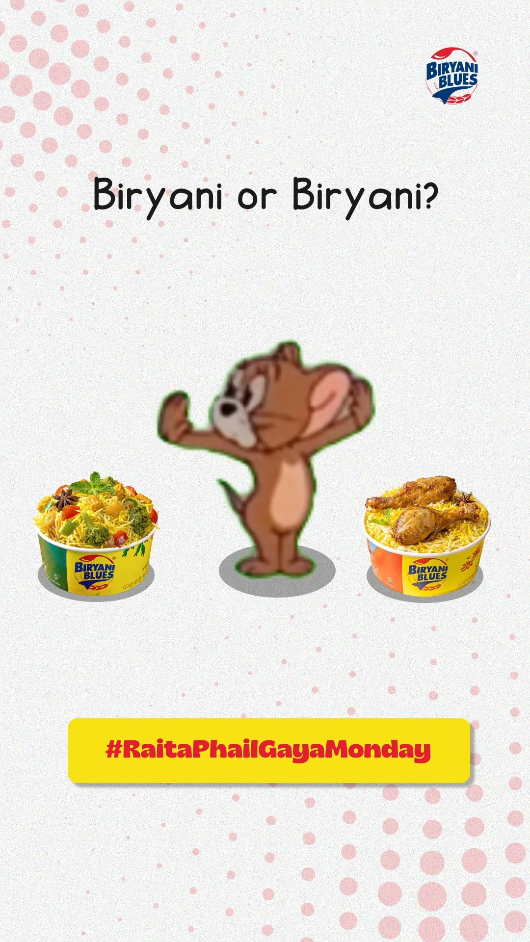 No confusion, only Biryani Blues satisfaction Order from the Biryani Blues App today raitaphailgayamonday b...