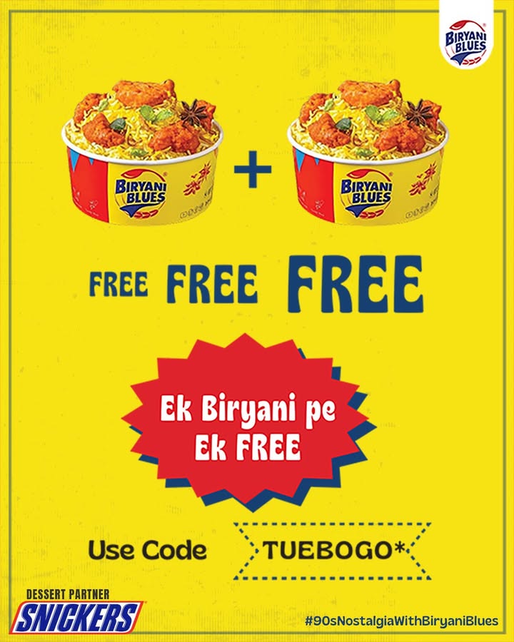 Yeh koi dream nahi, yeh hai TUEBOGO scene Code use karo, biryani khaao, aur Tuesday banao biryaniful Nostalgia contests coming in piping hot, har hafte Yeh koi dream nahi, yeh hai TUEBOGO scene Code use karo, biryani khaao, aur Tuesday banao biryaniful Nostalgia c...