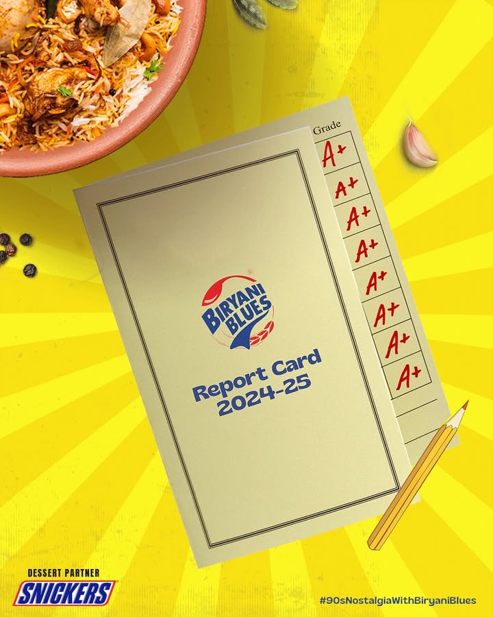 School ke report card mein chahe C aaye ho, Biryani ke report card mein toh sirf A ka jalwa hai Aur taiyyaar raho har hafte ek 90s nostalgic contest ke liye Dessert Partner Snickers India ReportCard BiryaniReportCard 90sNostalgiaWi... School ke report card mein chahe C aaye ho, Biryani ke report card mein toh sirf A ka jalwa hai Aur taiyyaar rah...
