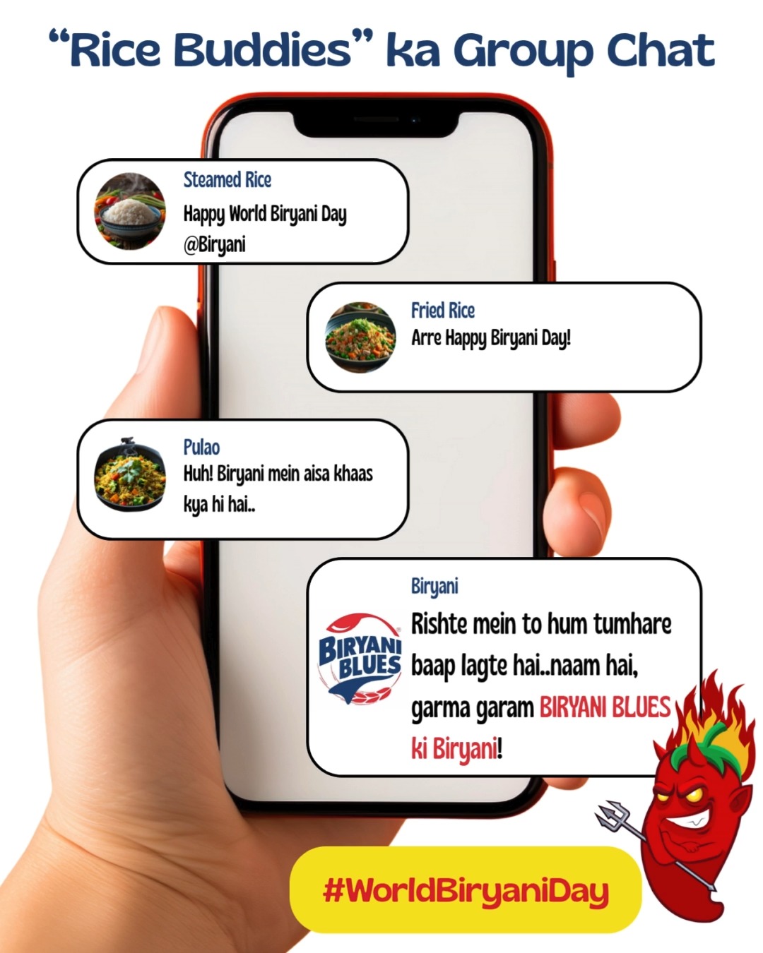 Rice ke forms anek, legend sirf ek Biryani by Biryani Blues Order now and celebrate WorldBiryaniDay apne favourite ...