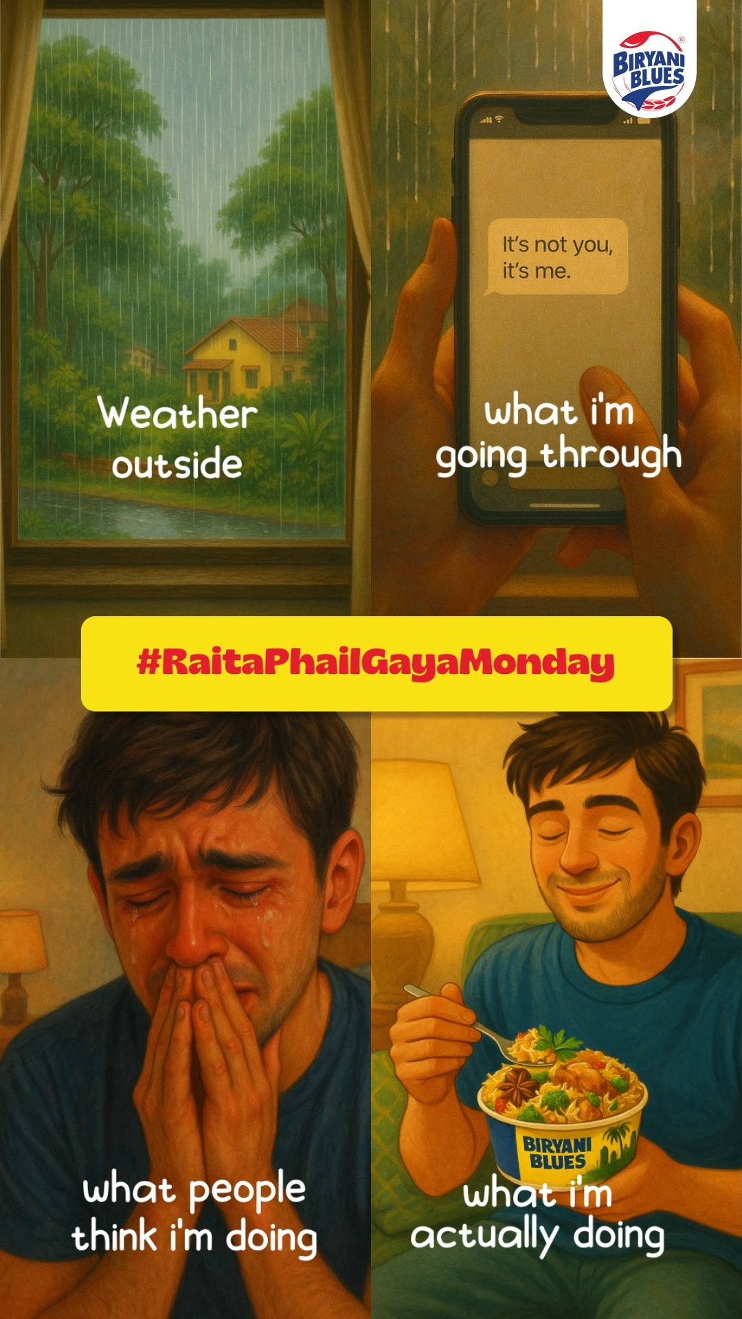 Breakups ka rule 1 Block aur delete karo, Biryani repeat karo biryani love, biryani lovers, biryani blues, monday m...
