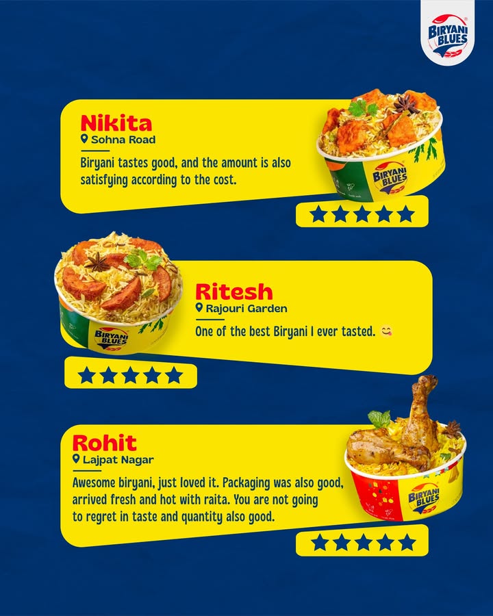 3 customers. 0 doubts. Infinite biryani love