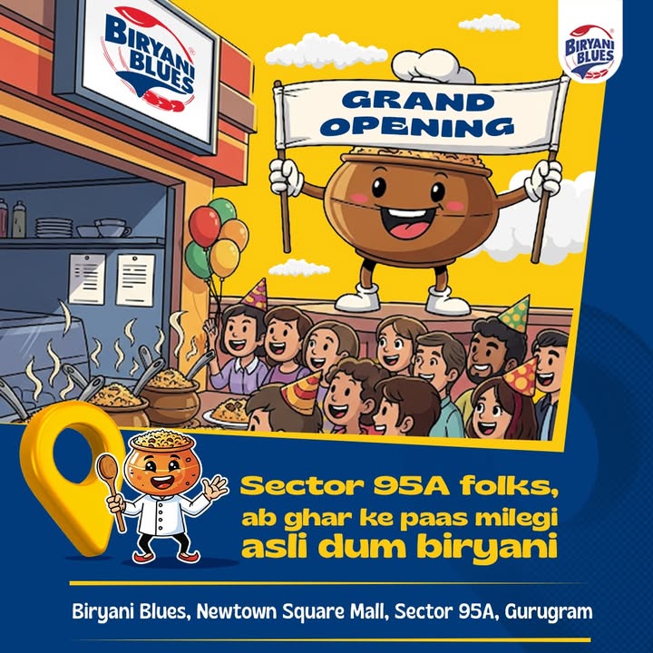 Shopping, movies, selfies aur ab BIRYANI bhi Find us at Ground Floor, Newtown Square Mall, Sector 95A