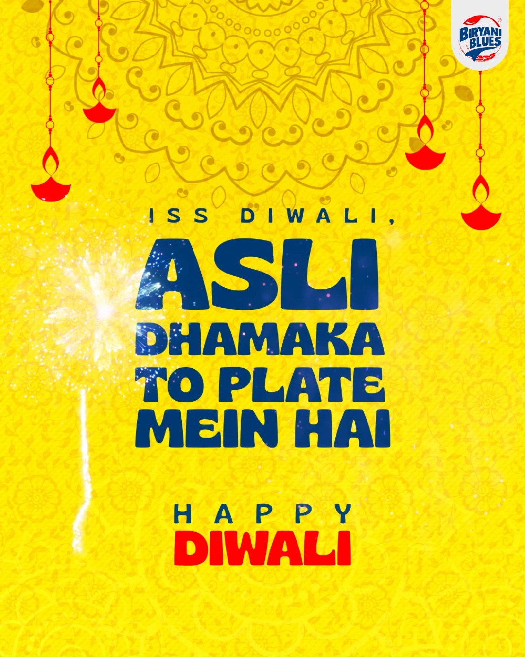 Festive Lights On Diyas Lit Biryani Ordered Ab isse kehte hain Diwali, Biryani Blues style . . 
