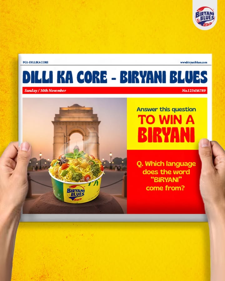 Aaj ki headline sahi jawaab dene par jeeto FREE biryani. Batao, biryani word ka origin . . 