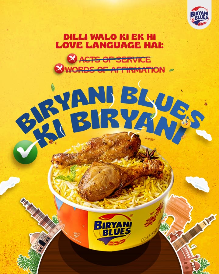 Words of affirmation kaun chahta hai jab Biryani Blues ki biryani mil rahi hai 
