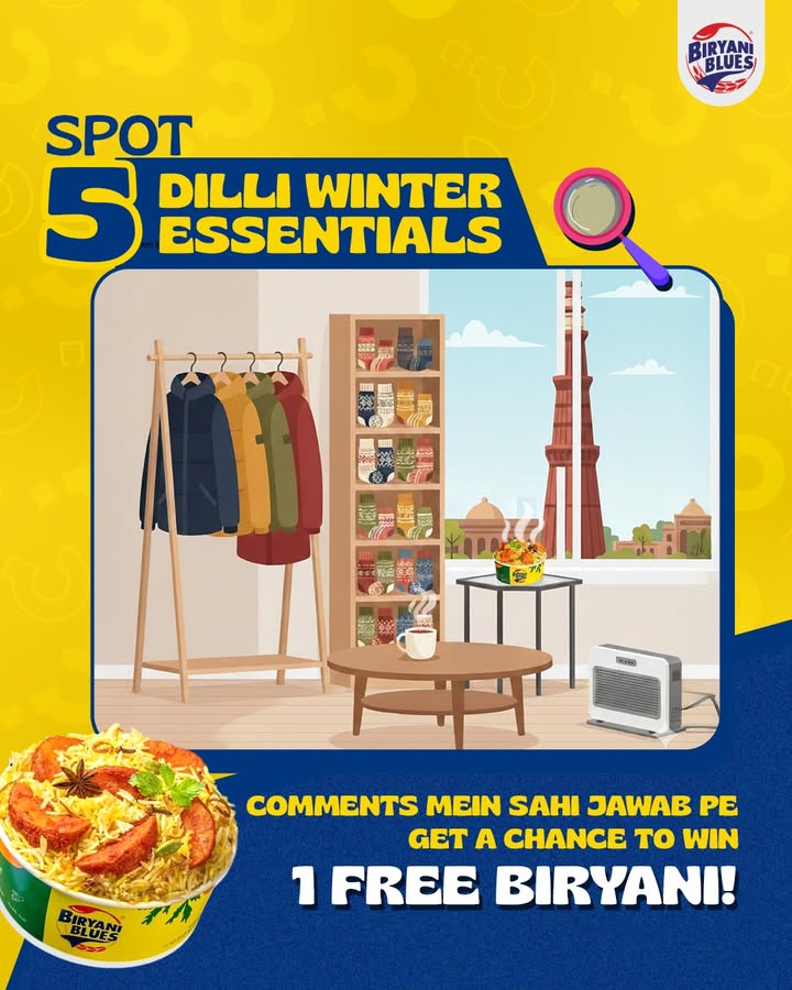 Dilli winters ka starter pack identify karo, biryani reward le jao. Ready to play . . 