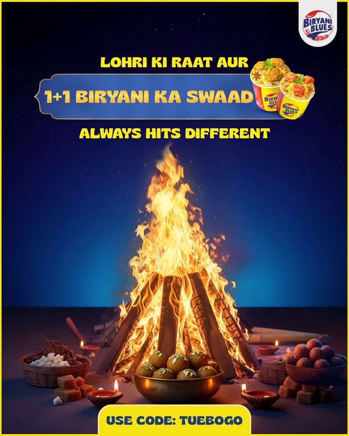 Lohri ki raat aur biryani ka swaad matlab pet bhi khush, dil bhi khush. . . 