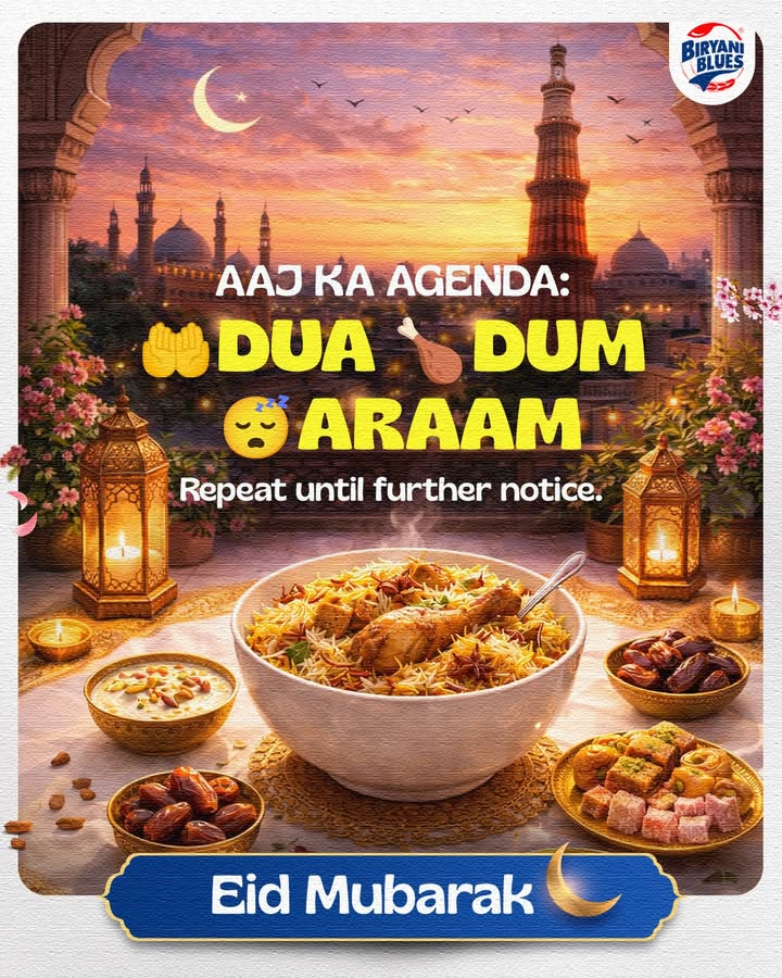 Aaj bas dua, dum aur araam ka din hai. Wishing you a day full of warmth, good food, and togetherness