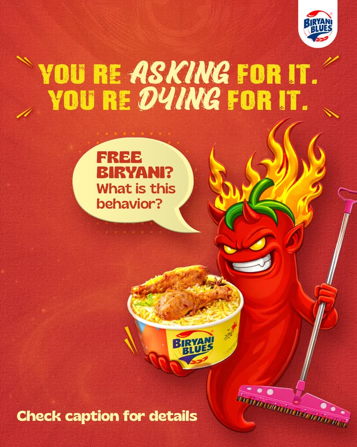 Just comment below for FREE BIRYANI and get off our back GOT IT 3 lucky winners will get FREE BIRYANI . . 