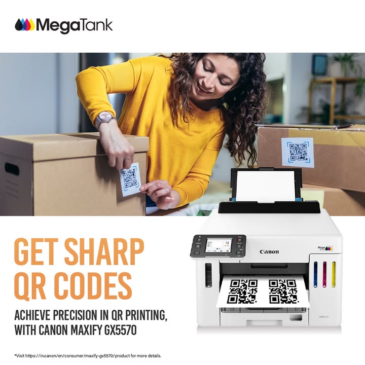 Perfectly printed, highly scannable The MAXIFY GX5570 ensures every QR code is crisp and clear, ready to connect instantly