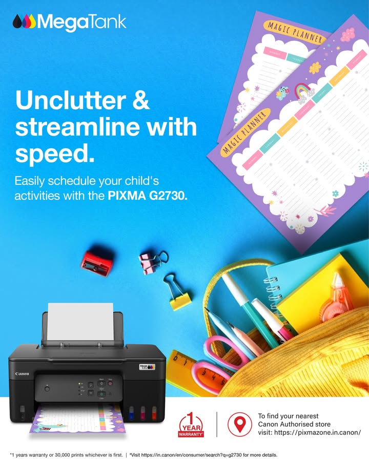 Be it school schedules, timetables, or reports print them all with ease on PIXMA G2730