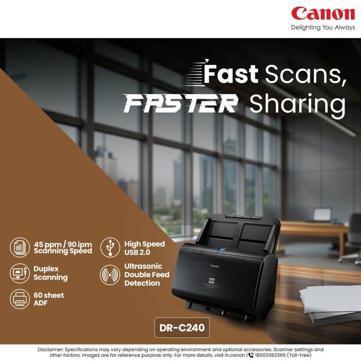 Fast scans, faster sharing efficiency redefined with DR C240 Enquire Now https cloud.connect.canon.co.in document scanner BusinessCanBeSimple CANwithCanon CanonIndia DelightingYouAlways DocumentScanner DRC240 HighSpeedScanner Fast scans, faster sharing efficiency redefined with DR C240 Enquire Now https cloud.connect.canon.co