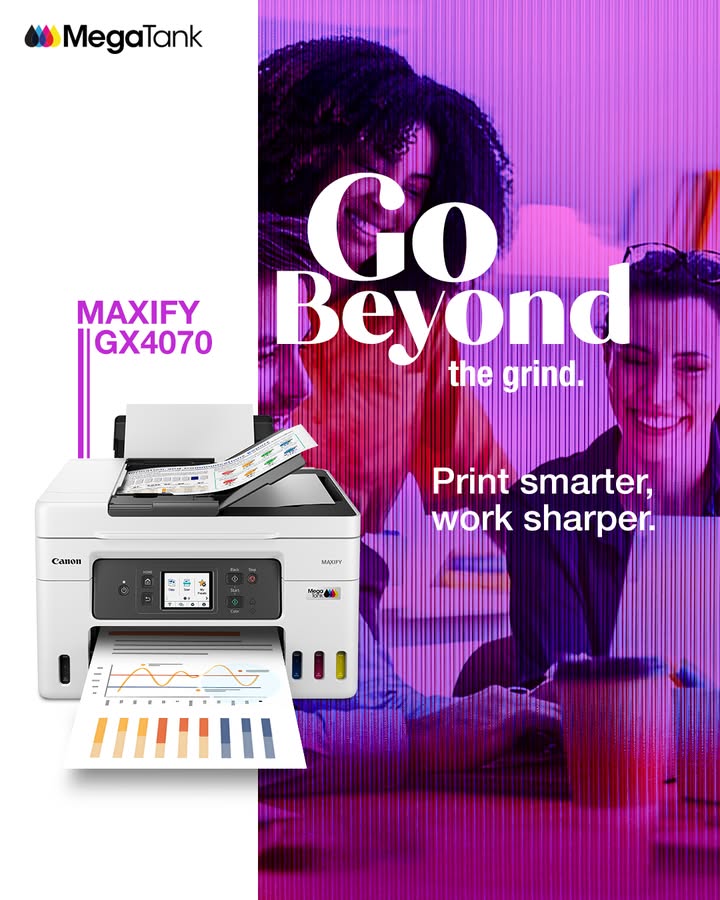  GoBeyond your ambition, with fast prints, sharp quality, and efficiency that works as hard as you do with the MAXIFY GX...