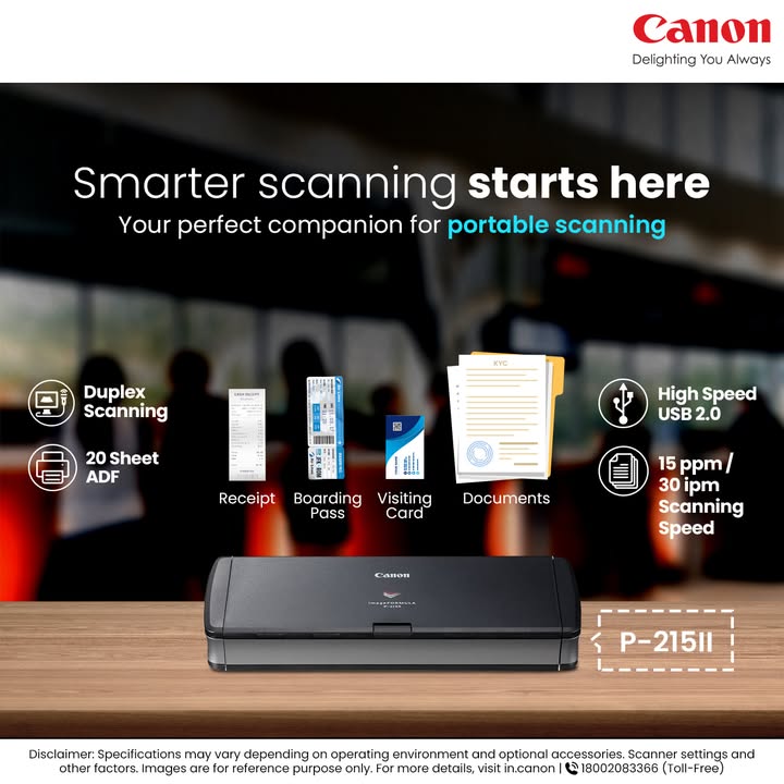 Document Scanner P 215 II Your Ultimate Portable Scanning Companion. Enquire Now https cloud.connect.canon.co