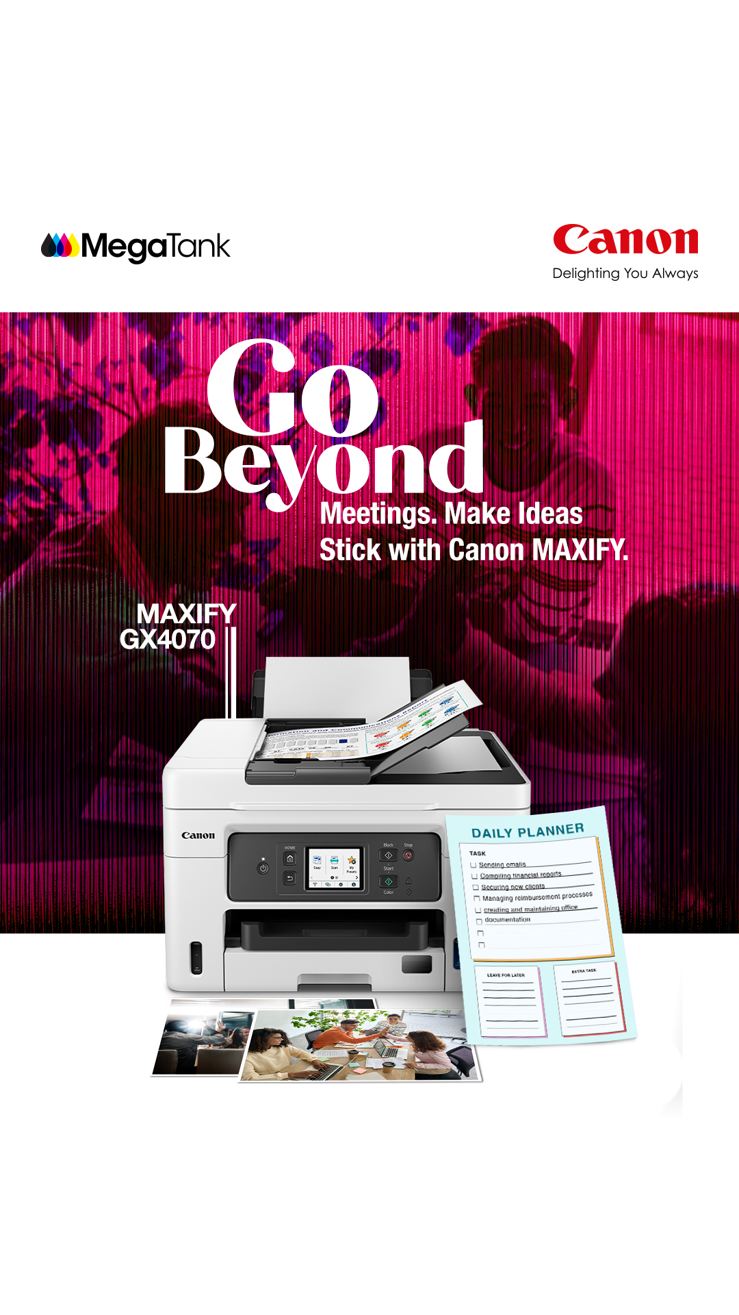 Print your plans. Pin your goals. Capture your favourite team moments