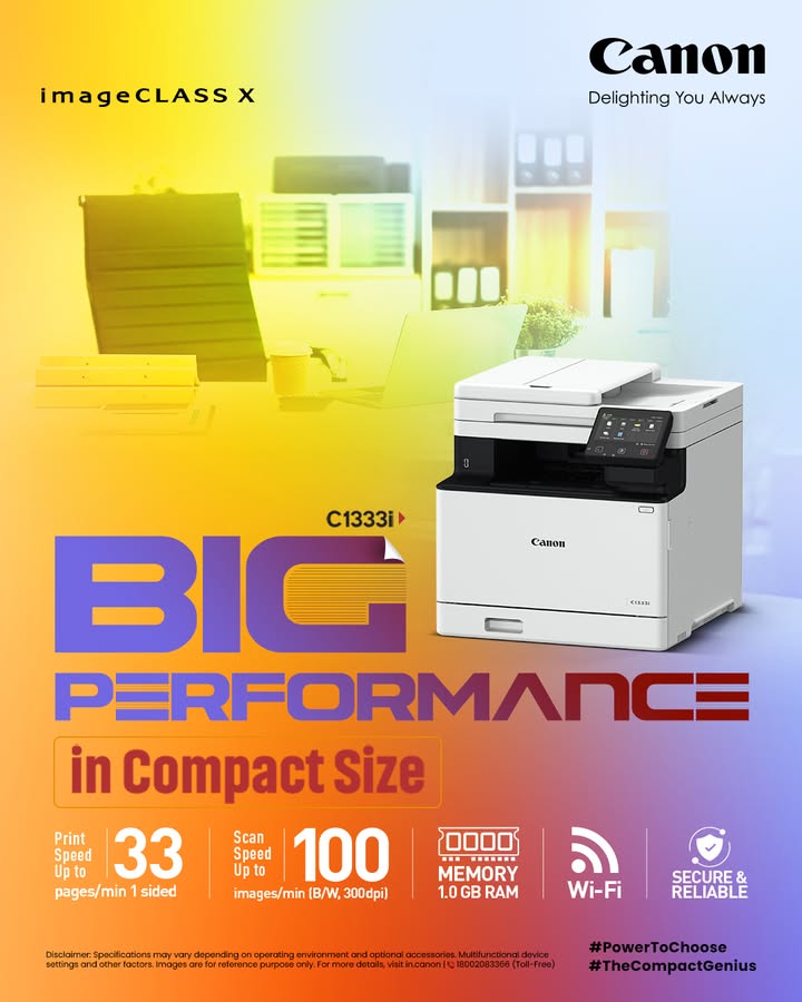 Experience productivity that fits your space with C1333i Enquire Now https cloud.connect.canon.co.in power to choose BusinessCanBeSimple CANwithCanon CanonIndia DelightingYouAlways MultifunctionalDevices ColourMFD A4MFD Experience productivity that fits your space with C1333i Enquire Now https cloud.connect.canon.co