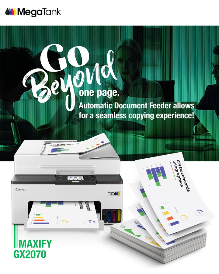 GoBeyond manual tasks. The MAXIFY GX2070s 35 sheet ADF lets you load once and copy more effortlessly. CanonMegaTankPrinters InkTankPrinters Printer CanonIndia CANwithCanon DelightingYouAlways CanonMAXIFYPrinters GoBeyond manual tasks. The MAXIFY GX2070s 35 sheet ADF lets you load once and copy more effortlessly