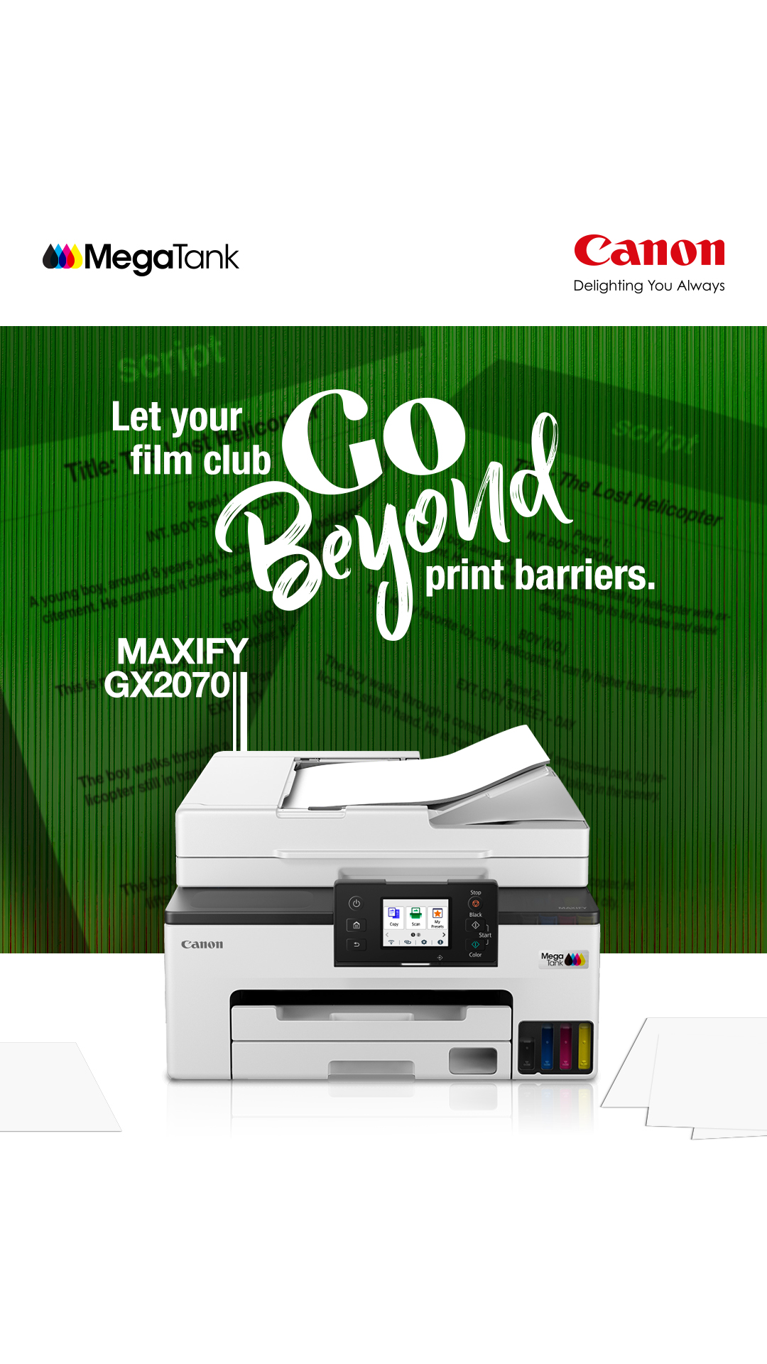 For scripts that GoBeyond to flip as fast as your movie scenes MAXIFY GX2070 auto duplex printing makes double sided scrip...