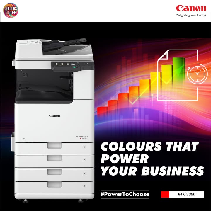 Experience vibrant performance with iR C3326 where productivity meets precision in every print