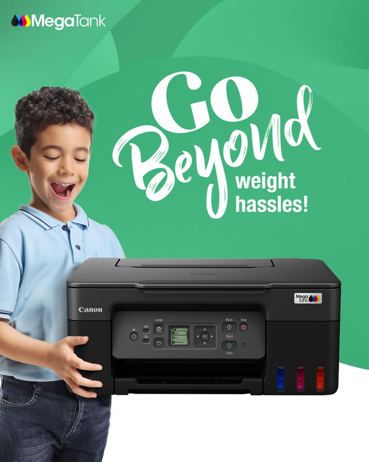 The PIXMA G3770 weighs approximately 6 kilos so, its time to say bye to heavyweight machines and go sleek CanonMega...