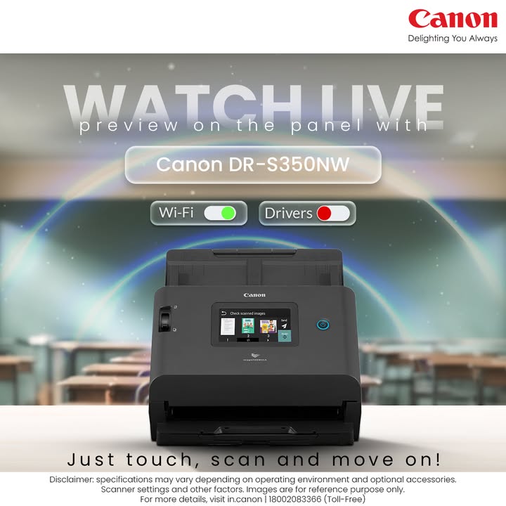 Touch. Preview. Scan. The Canon DR S350NW Makes It That Simple. Enquire Now https cloud.connect.canon.co