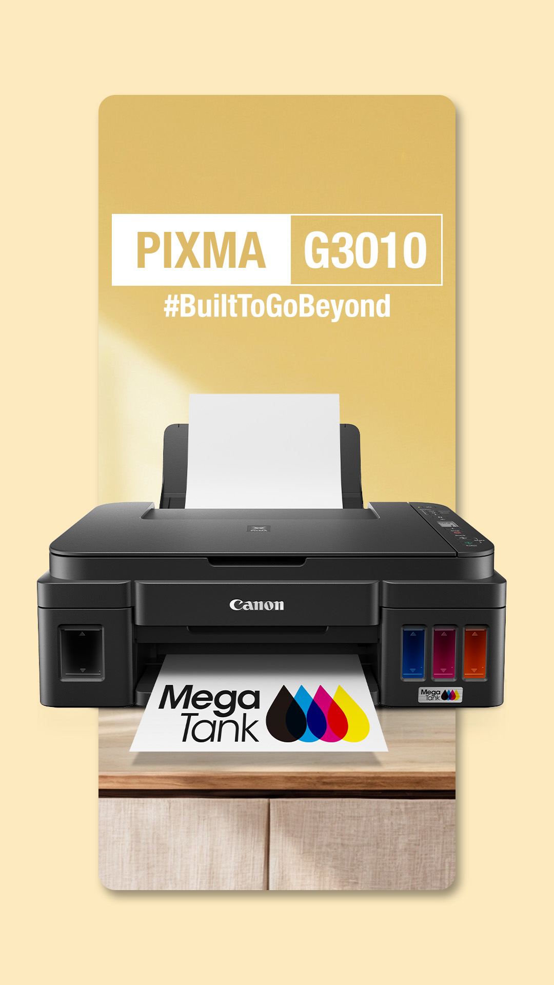 Control your printing from the Canon PRINT app and enjoy smooth and wireless connectivity with the PIXMA G3010 everyday