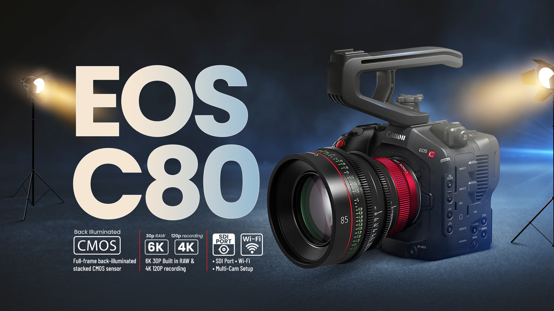  Bring your stories to life with the Cinema EOS C80, featuring its mighty 6K full frame BSI sensor, Dual Pixel CMOS AF I...