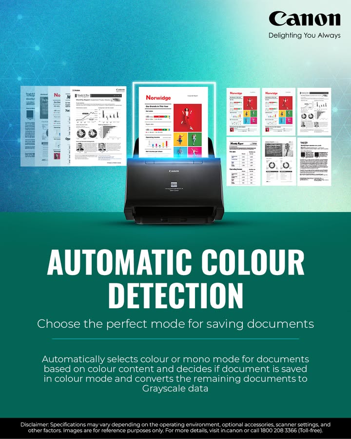 Canon Document Scanners with Automatic Colour Detection keep your important notes and markings crystal clear in every scan