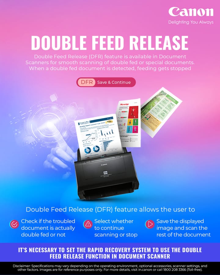 Dont let double feeds slow you down Canon Document Scanners keeps you scanning. Enquire Now https cloud.connect