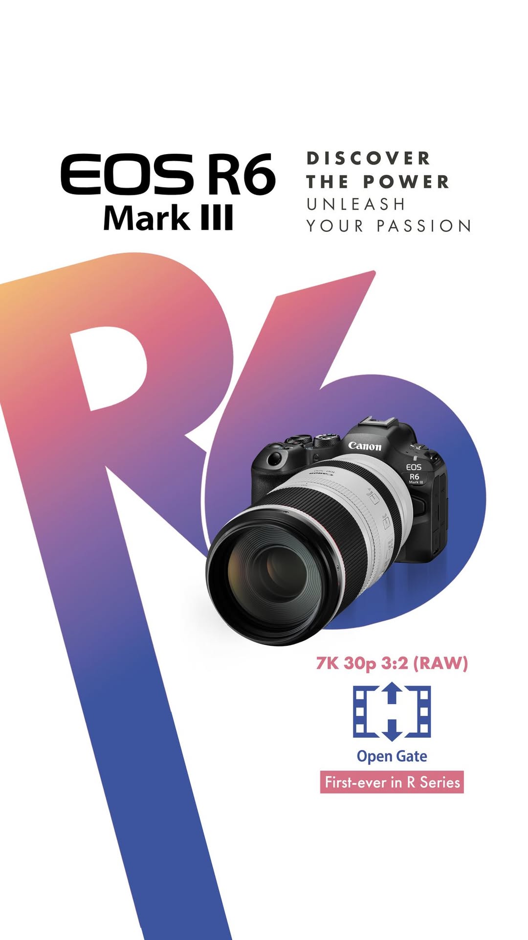 EOS R6 Mark III 7K 30p RAW 3 2 OPEN GATE First ever in the R Series Capture every pixel across the entire frame for u...