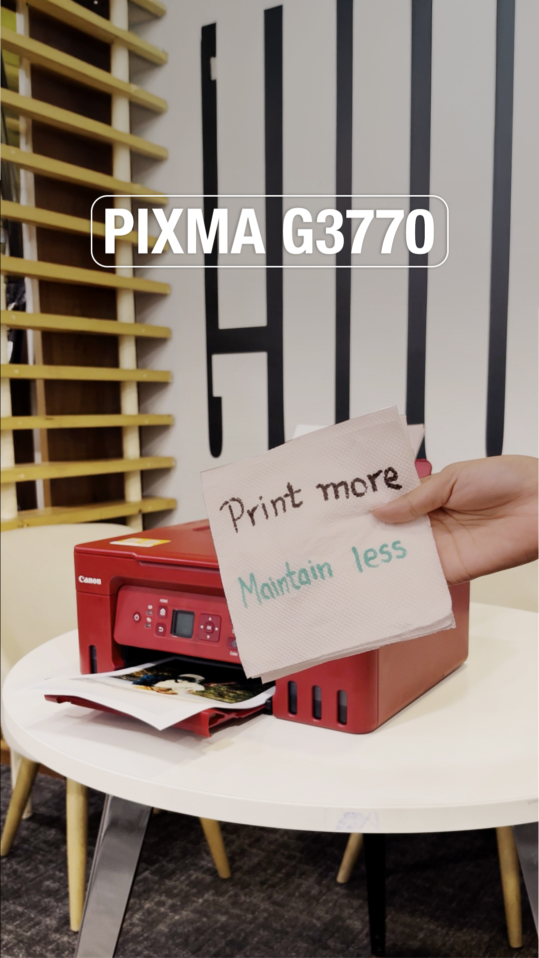 Low maintenance Get high volume printing with fewer refills with the Canon PIXMA G3770