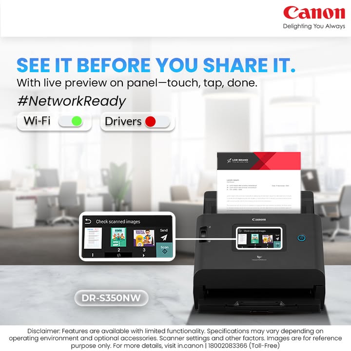 Live preview on the panel with the DR S350NW ensures accuracy every time. Enquire Now https cloud.connect.canon.co