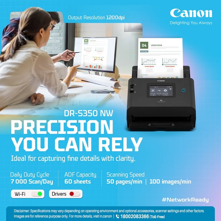 Reliable precision. Powerful performance. DR S350NW. Enquire Now https cloud.connect.canon.co