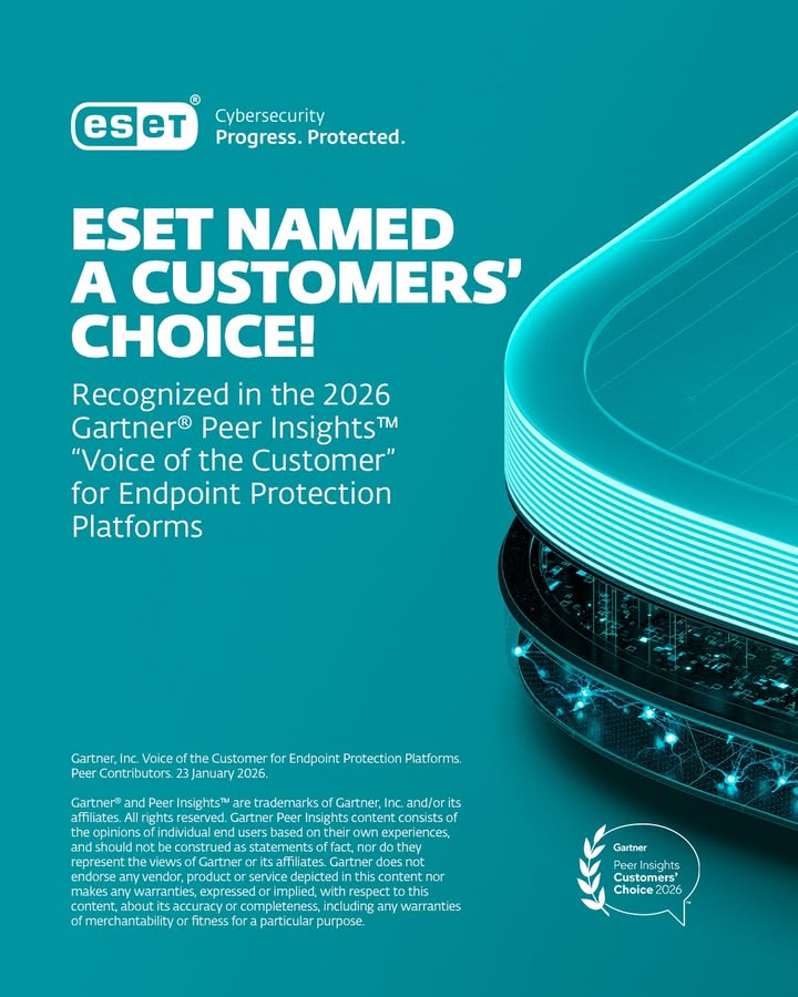 Proud to collaborate with ESET, a trusted cybersecurity solution and Gartner Customers Choice 2026 awardee