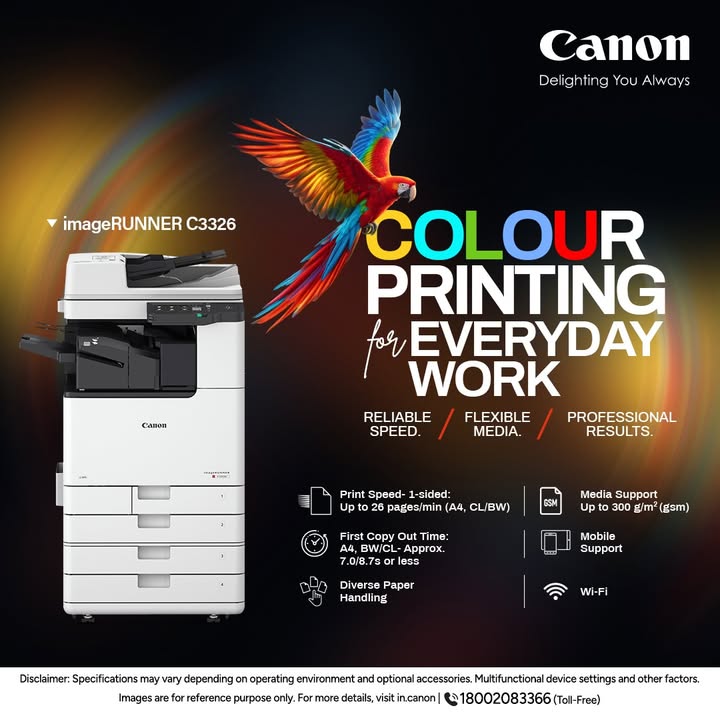 Everyday colour printing, powered by iR C3326 Enquire Now https cloud.connect.canon.co