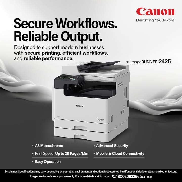 Reliability you see. Security you trust iR 2425 Enquire Now https cloud.connect.canon.co