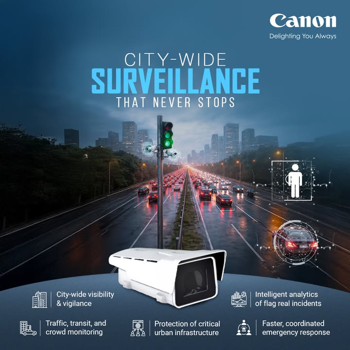 City Wide Surveillance that Never Stops with Canon Network Video Surveillance Solutions City surveillance systems integrat...