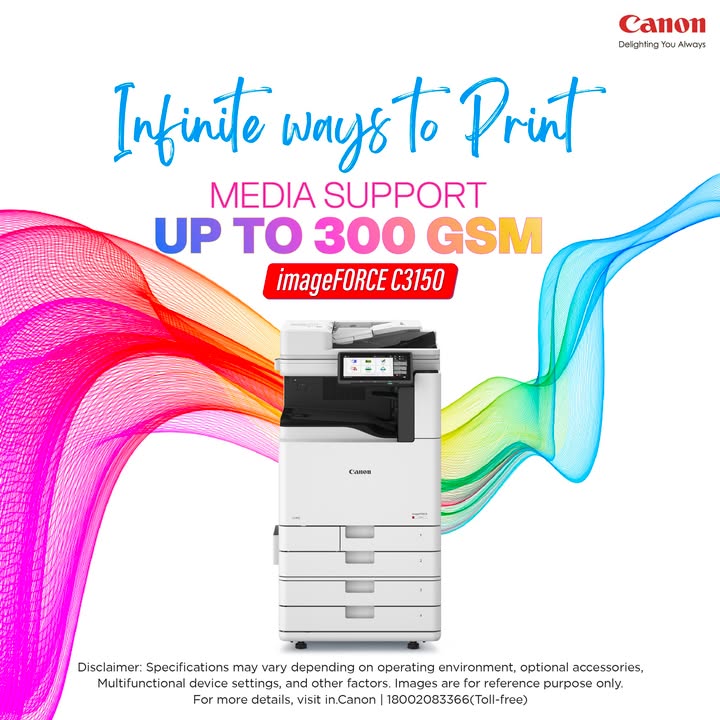 More media. More creativity. Infinite ways to print with imageFORCE C3150 supporting up to 300 GSM