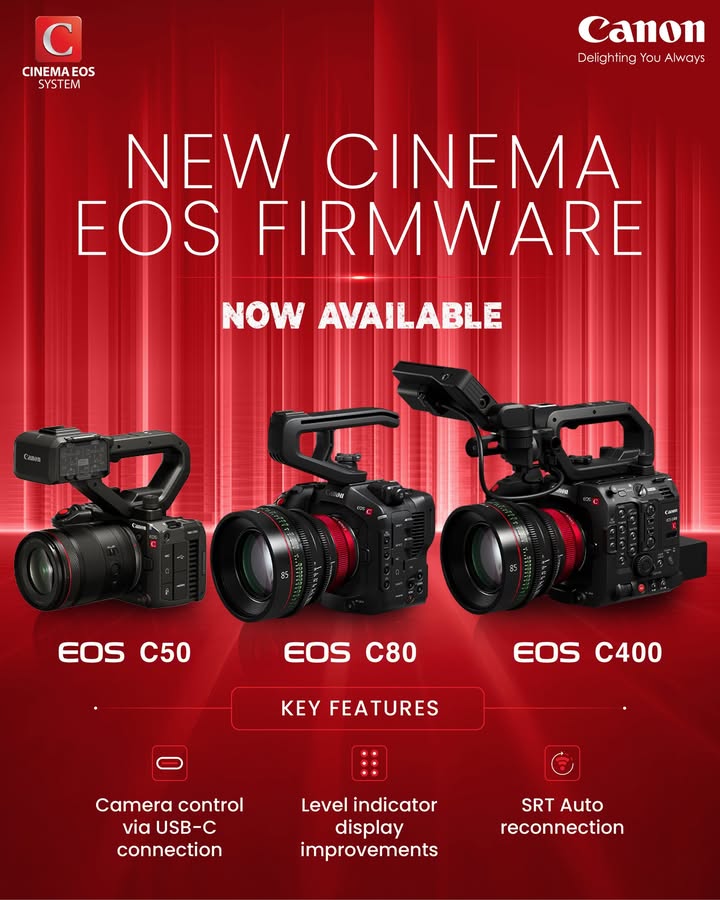 New firmware is now available for the EOS C400, EOS C80 EOS C50 The update introduces new workflow enhancements, includi...