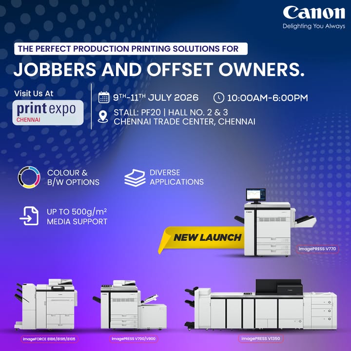 Join us to witness Canon s latest range of color B W production printers to print a wide range of applications with media ...