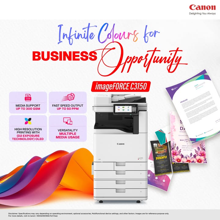Infinite Colours. Unlimited Opportunities. Create, impress, and grow with the Canon imageFORCE C3150