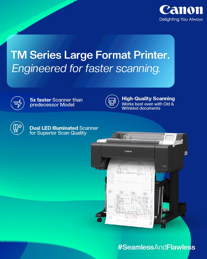 Engineered for faster scanning, the all new Canon TM Series Large Format Printer combines high speed scanning with Dual LED ...