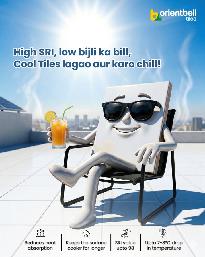 Cool Tiles High SRI, low bijli bill and chill home orientbell, tiles, cool tiles, home decor, interior design, design tr...