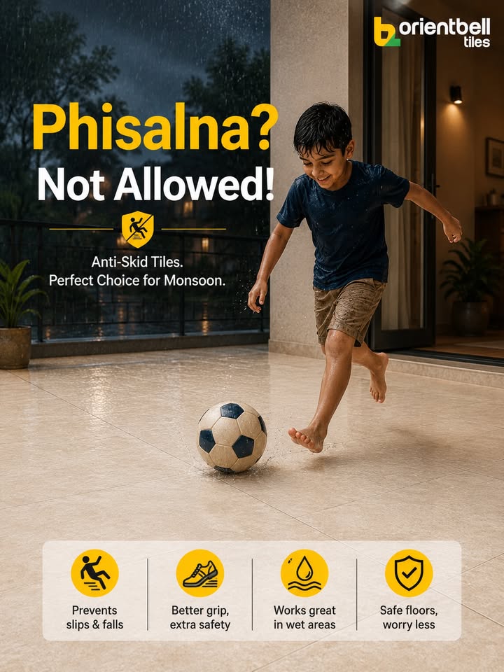 Rain or shine, step out with confidence. Anti skid tiles, made for monsoon ready balconies