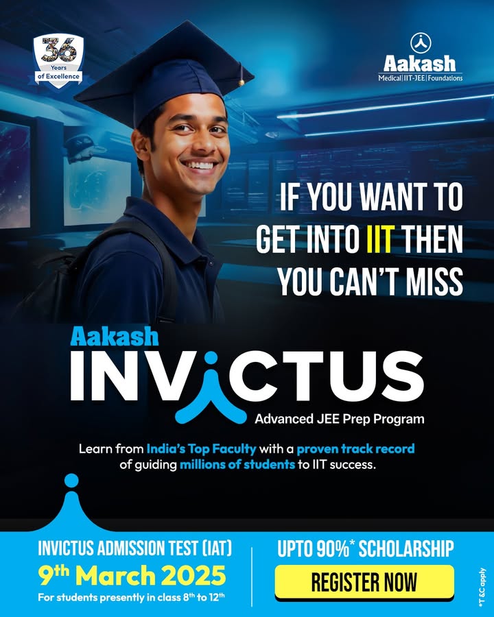 Take the Aakash Invictus Admission Cum Scholarship Test and elevate your JEE preparation with expert mentorship, strategic...