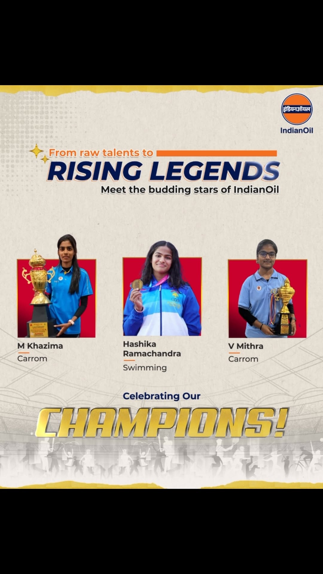 Through the IndianOil Acers programme, were proud to support the dreams of emerging sports stars like M Khazima, Hashika Ra...